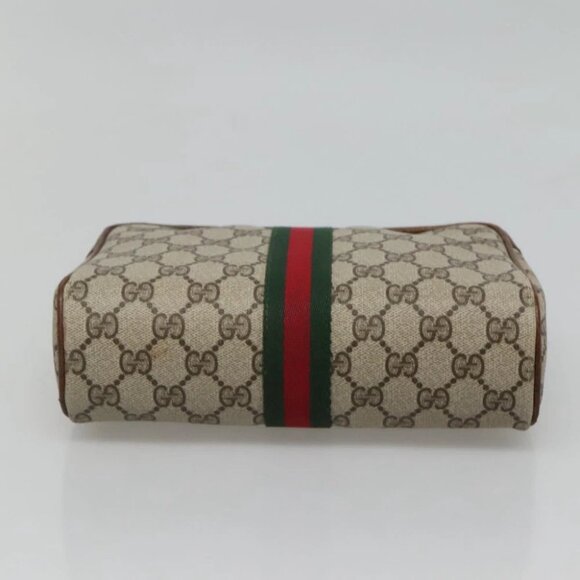 GUCCI GG Supreme Web Sherry Line Clutch Bag PVC Beige Gold - Picture 4 of 14